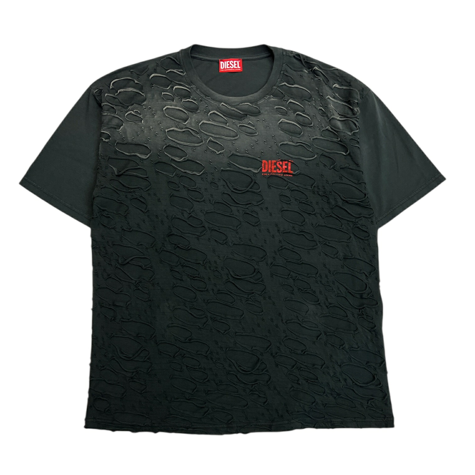 DIESEL ディーゼル A17647 リラックスフィットTシャツ ブラック グラフィックロゴ入り ブラック Tシャツ メンズ コットン100％ リラックスフィット 半袖 カジュアル