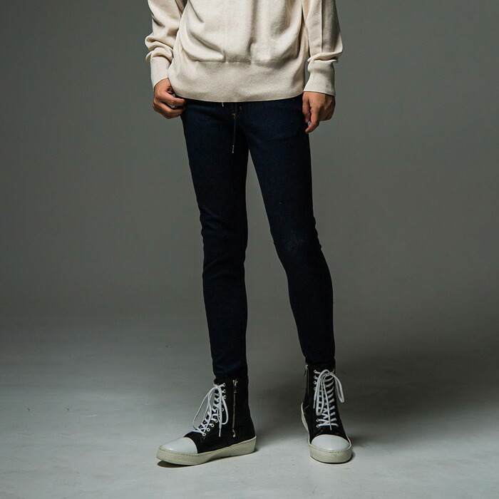 RESOUND CLOTHING リサウンドクロージング ベーシック-ST-019 Blind JERSEANS BLACK デニムジャージスキニーパンツ 黒いこと リサウンド デニムジャージ原料品 スキニーシルエット メンズ 貨物輸送無料