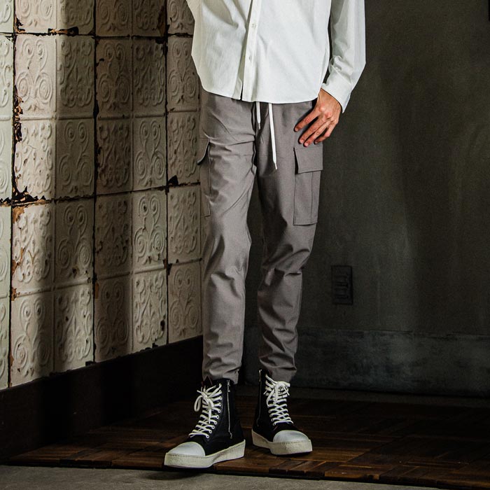 RESOUND CLOTHING リサウンドクロージング RC31-ST-029 Roland cargo GREY カーゴパンツ グレー 新型 ややルーズ テーパードシルエット 高機能トリコット メンズ 2024年春夏 送料無料