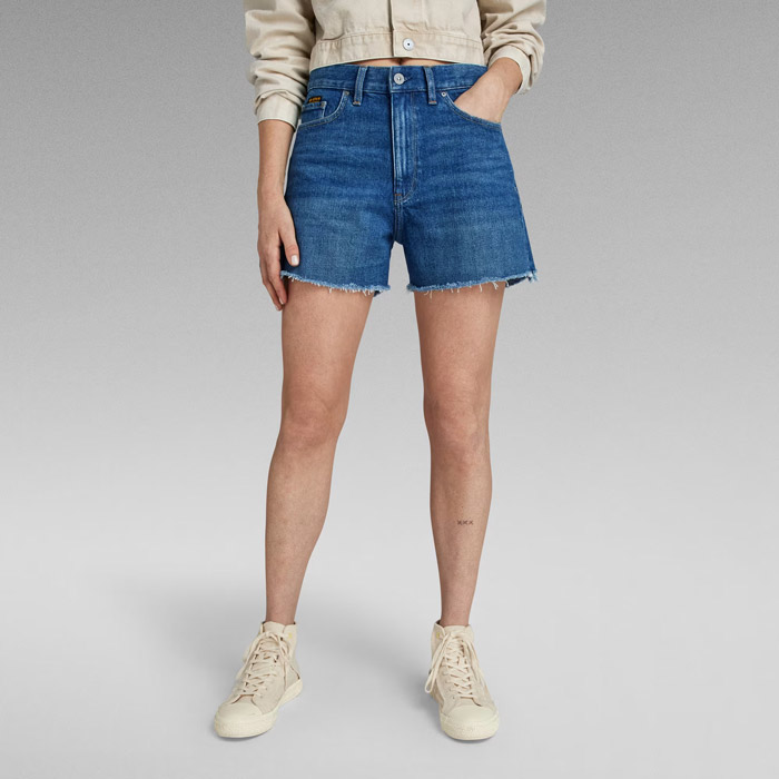 G-STAR RAW ジースターロウ D24382-D434-G675 High Denim Shorts Raw Edge デニムショートパンツ worn インチ celestial night レギュラー相応う ご機嫌酉の方角 腿丈 デニム レディース 貨物輸送無料