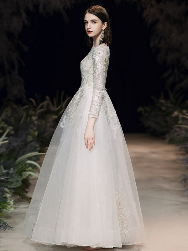 二次会 花嫁 シンプルライン 結婚式 ワンピース ウェディングドレス セミオーダー セミオーダー ワンピース おしゃれ ドレス おしゃれ 前撮り パーティードレス ビーチフォト リゾート 大きい ブライダル かわいい 長袖 ロングドレス フォーマルドレス 後撮り 海外旅行