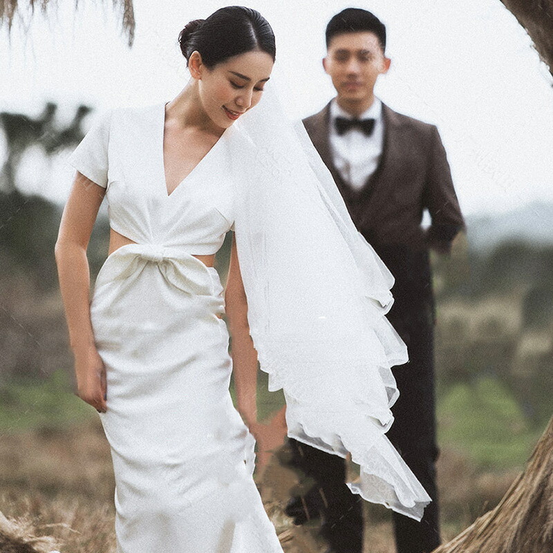 ウエディングドレス 21a W新作 送料無料 結婚式 ｖカット 上品 海外旅行 パーティードレス ブライダル ワンピース シンプル 二次会 セクシー ロングドレス 大きい 後撮り ドレス 前撮り 花嫁 ウェディングドレス リゾートドレス 海外挙式 披露宴 ファスナー セミ