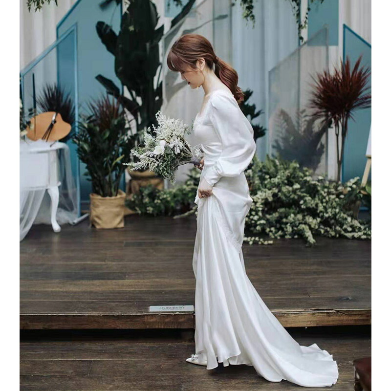 楽天市場 ウェディングドレス 花嫁 長袖 Wedding Dress 二次会 前撮り ドレス 海外挙式 シンプル セクシー 結婚式 成人式 ビンテージ ロイヤル パーティードレス ブライダル ロングドレス フォーマルドレス 後撮り レディース ファッション ワンピース セミオーダー