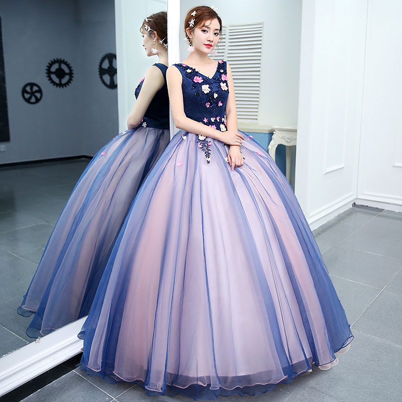 プリンセスドレス 二次会 カラードレス ウェディングドレス ネイビー パーティードレス 花嫁 結婚式 イブニングドレス 二次会 演奏会 ロングドレス 謝恩会 結婚式 発表会 披露宴 大きいサイス カラードレス ステージ 衣装 ネイビー 演奏会用ドレス ロングドレス 上品