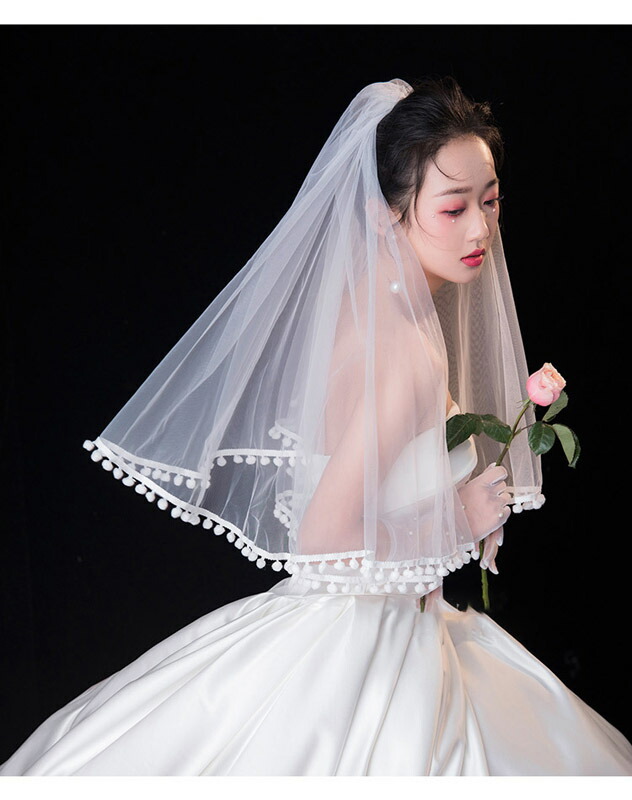 ブライダルベール セミロング 二重ベール コーム付き 春の恋 季節の思い ベールダウン