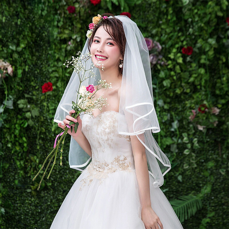 ブライダルベール 春の風物詩 ふんわり ウェディングベール セミロング ビンテージ ベールアップ ベールダウン 優雅 夢の恋 手作りベール 披露宴 撮影道具 旅行結婚 海外撮影 純白 結婚式 内祝い 夢の恋