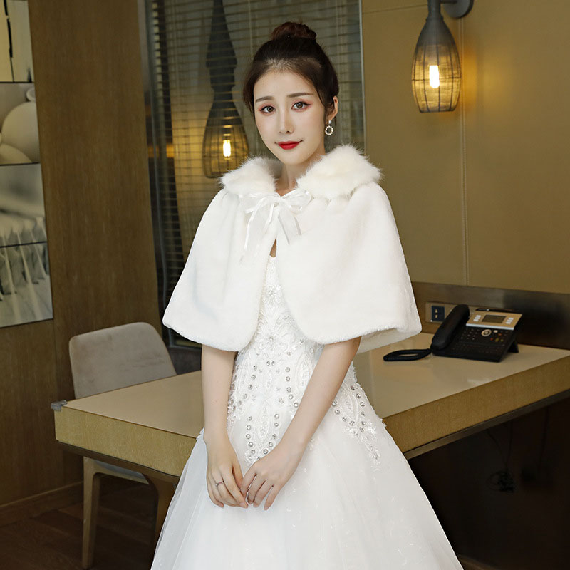 グレー 　ファー 　ブライダルケープ　ボレロ　未使用品 cape286_1.jpg
