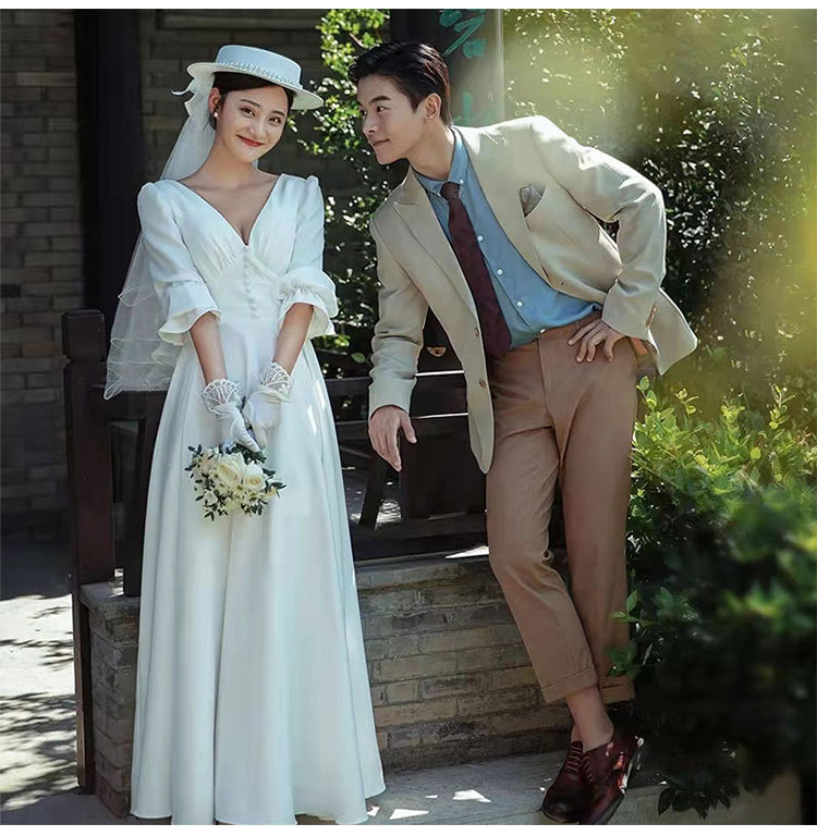 Sale 71 Off 海外挙式ドレス シンプル 花嫁 ウェディングドレス 結婚式 Aラインドレス 二次会 ワンピース スレンダーライン 前撮りドレス 5分袖 ブライダル 披露宴 撮影 食事会 女子会 成人式 Wedding Dress ハネムーンフォト オーダーメイド 新作 Fucoa Cl