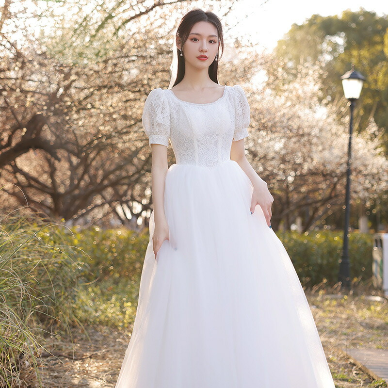 ウェディングドレス 袖あり 結婚式 ロングドレス 花嫁 着痩せ Aラインドレス 二次会 花柄レース ワンピース パーティードレス 半袖 編み上げタイプ 海外挙式ドレス 前撮りドレス 披露宴 女子会 成人式 撮影 食事会 ブライダル ビーチフォト wedding dress｜unique weddings