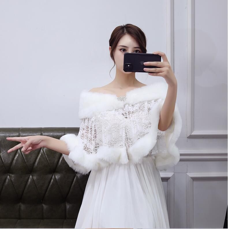 ウエディングショールブライダルケープ冬のケープパーティーショール編み上げ肩掛け花嫁ウエディングドレスショールオフホワイト結婚式姫系/姫風ウエディング肩掛けブライダルショール成人式二次会演奏会着痩せ暖かい学園祭