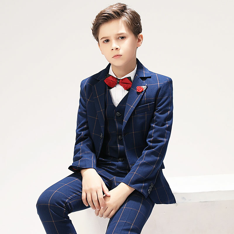 人気絶頂 楽天市場 6点セット スーツ ネイビー 男の子 スーツ キッズ フォーマル 男の子 子供 フォーマル 子供スーツ チェック柄 カジュアル 男の子 タキシード 子供服 通学 演奏会 入学式 卒業式 発表会 卒園式 ジャケット ズボン ベスト シャツ 蝶ネクタイ
