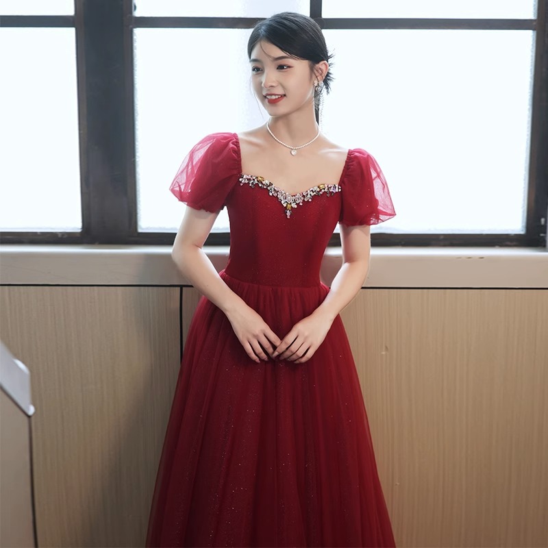 カラードレス ファスナー レッド 半袖 赤 パーティードレス ロングドレス 結婚式 二次会 発表会 演奏会 ウェディングドレス ウエディングドレス Aラインドレス イブニングドレス コンサート コンクール カクテルドレス ブライダル 花嫁 披露宴 前撮り 大きいサイズ｜unique weddings