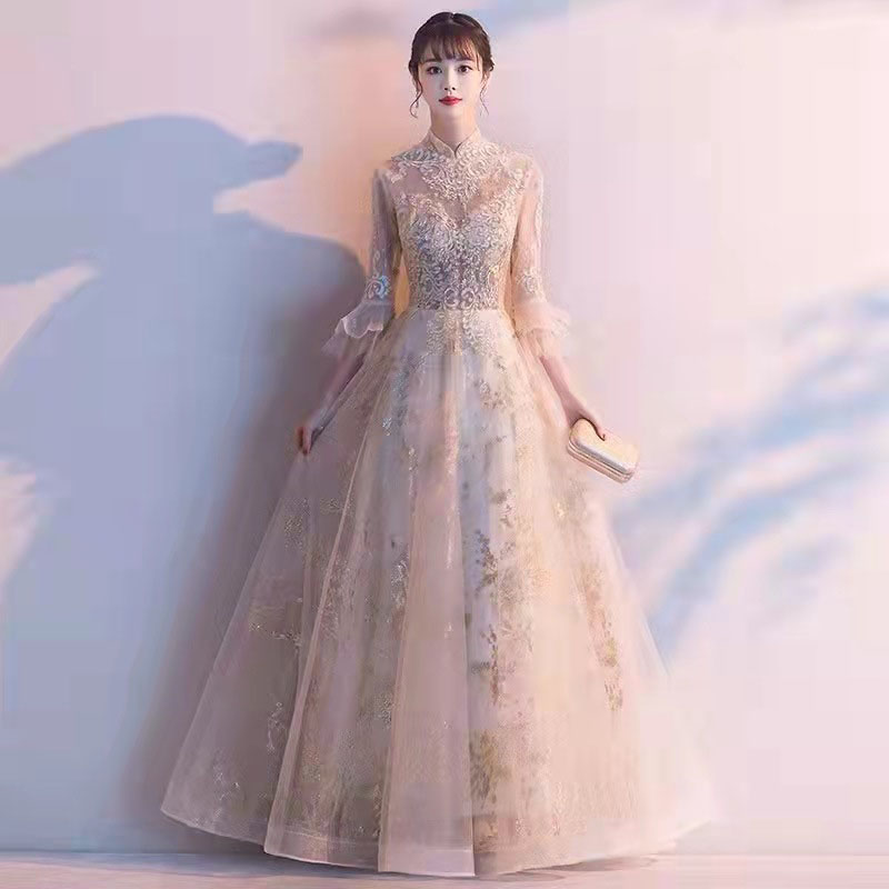 婚礼の儀お召しもの ウェディングドレス 色合いお召しもの ロングお召しもの 寄り合いお召しもの 告げ知らせる会お召しもの 掻き鳴らす会 上演お召しもの 手合わせ 彼者誰時お召しもの フォマール 三鞭酒 立ち襟 6分袖 袖付き添い人 婚礼の儀 二次会 交歓会 音楽会 花嫁御寮 カクテルお召しもの 前撮り 後撮り レディースファッション-ドレス