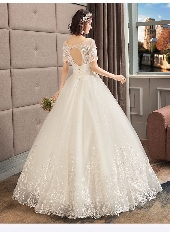 ポイント10倍 楽天市場 ウェディングドレス 半袖 二次会 花嫁 ワンピース 上品 プリンセス シンプル ウエディングドレス 結婚式 服装 前撮り 後撮り ブライダルドレス お嬢様 優雅 淑女 綺麗 Wedding Dress 刺繍 セミオーダー 編み上げ Unique Weddings 全ての