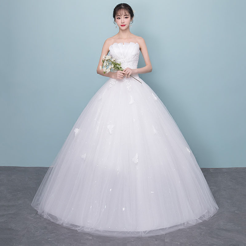 ウェディングドレス 二次会ドレス 結婚式 披露宴 ブライダルドレス ロング丈 ロングドレス ビスチェ ベアトップ 袖なし 袖無し ノースリーブ 花嫁ドレス ウエディングドレス プリンセスラインドレス ホワイト 編み上げ シンプル 前撮り エレガント 海外挙式 セミオーダー
