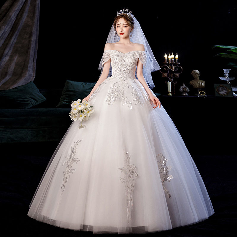 ウェディングドレス　海外挙式　チュール　イゾート ロング 結婚式 前撮り 　M ウェディングドレス 二次会 結婚式 ブライダル ロングドレス