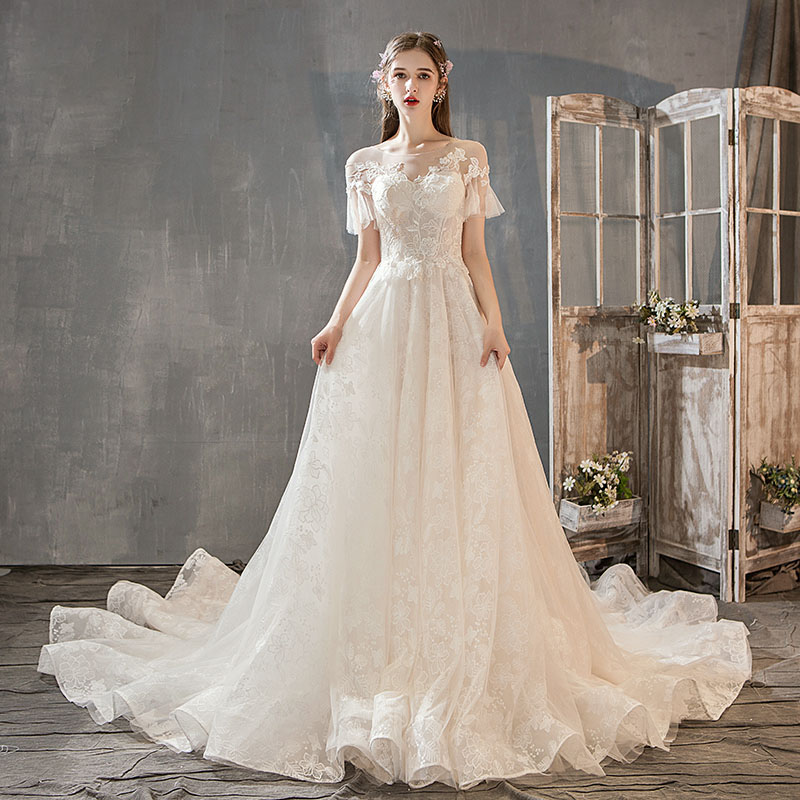 ウェディングドレス 花嫁 二次会ドレス Aラインドレス ウエディングドレス 結婚式 新婦 ロングドレス 上品 クラシック チャペル挙式 披露宴 ブライダルドレス 編み上げ トレーンドレス 前撮り エレガント 海外挙式 セミオーダー おしゃれ エレガンス wedding dress