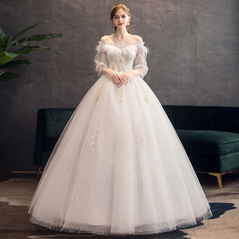 ウェディングドレス 花嫁ドレス 二次会ドレス ウエディングドレス 結婚式 ロング丈 ロングドレス プリンセスラインドレス オフショルダー 白 オフホワイト 海外挙式 披露宴 ブライダルドレス 編み上げ 前撮り エレガント セミオーダー ボリューム クラシカル 王道 上品|unique weddings