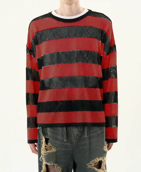 【POINT2倍】【DISCOVERED ディスカバード】 MESH LAME PULLOVER KNIT（2色）