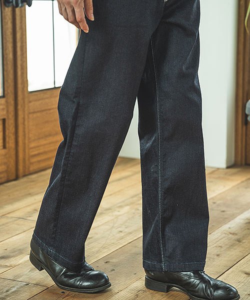 ★【MR.OLIVEミスターオリーブ】 SUPER STRETCH DENIM / ONE WASH WIDE STRAIGHT PANTS (デニムパンツ/ボトムス/PANTS/2023AW)