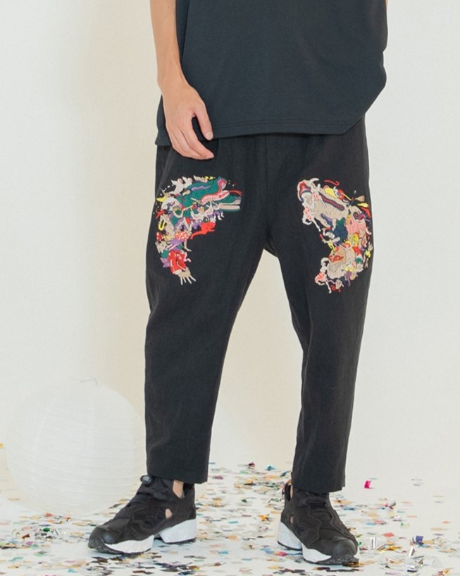 【STOFストフ】SF24SS-12<br>Linen UTAGE Embroi Pants(2色)<br>(lady/レディース/UNISEX/ユニセックス/24SS)