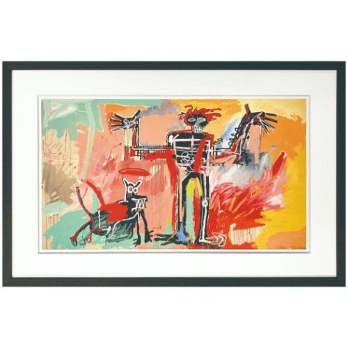 ジャン-ミシェル バスキア アートポスター Jean-Michel Basquiat Boy and Dog in a Johnnypump1982 美工社 額付き ギフト インテリア