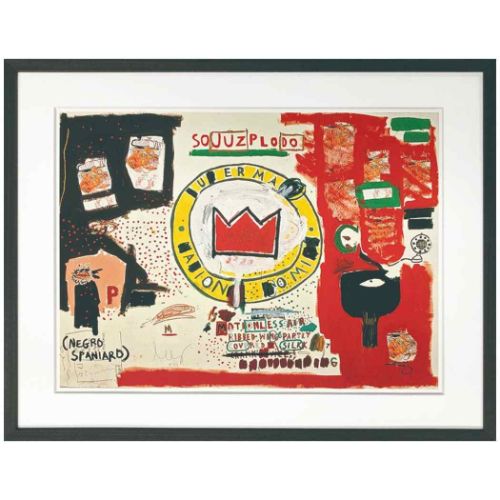 【POINT２倍】Jean-Michel Basquiat 工芸貼り出し ジャン-ミシェル バスキア Untitled Crown 1988 美工社 額付き添い人 差し上げ物 室内装飾 ベルコモン