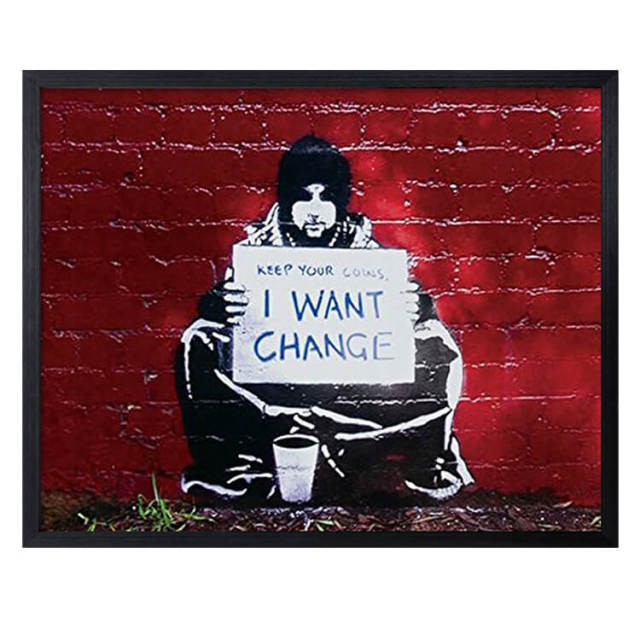 バンクシー 美術ひな形 Banksy I Want Change 美工社 IBA-61755 額付き添い人室内装飾