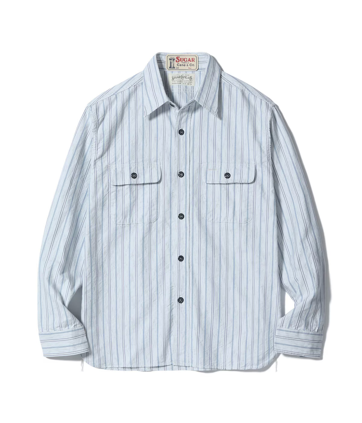 【POINT3倍】【SUGAR CANE /シュガーケーン】\u003cBR\u003e FICTION ROMANCE 6薬局衡オンス. INDIGO STRIPE WORK SHIRT\u003cBR\u003e (アウター/上衣/MENS/VINTAGE/写し物/ビンテージ/LEVIS/リーヴァイズジーンズ)