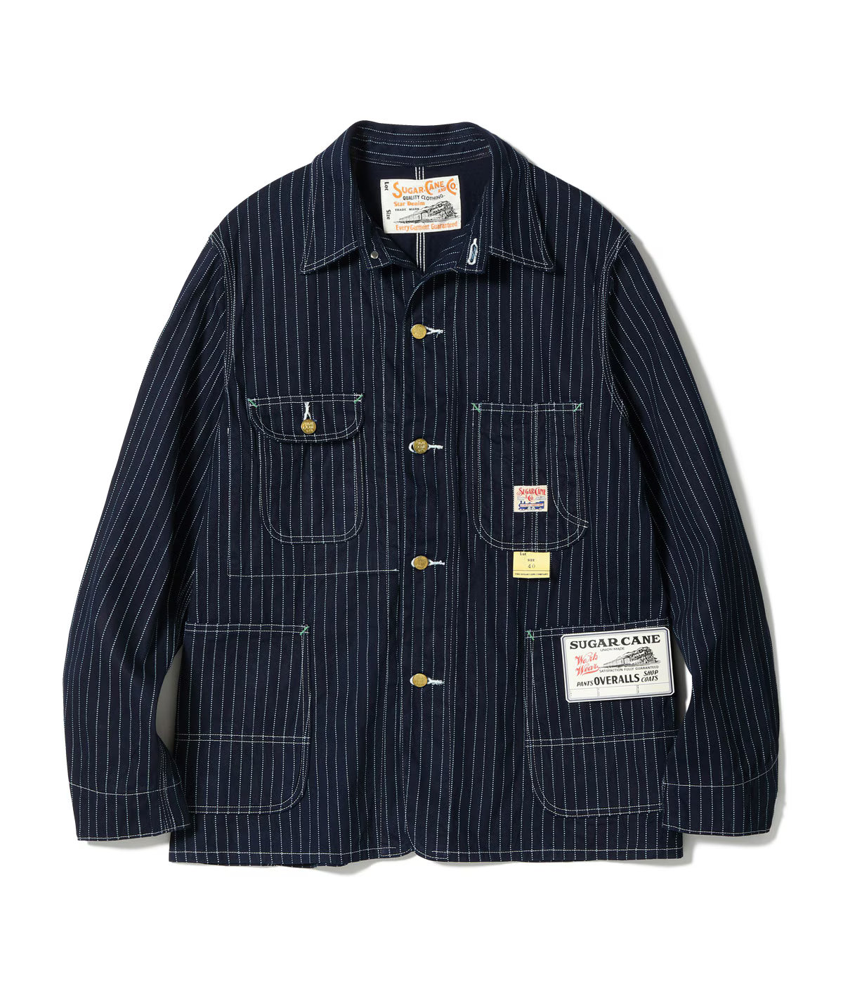 【POINT3倍】【SUGAR CANE /シュガーケーン】\u003cBR\u003e SC15658 / 9薬局衡オンス. WABASH STRIPE WORK COAT \u003cBR\u003e (アウター/上衣/MENS/VINTAGE/写し物/ビンテージ/LEVIS/リーヴァイズジーンズ)