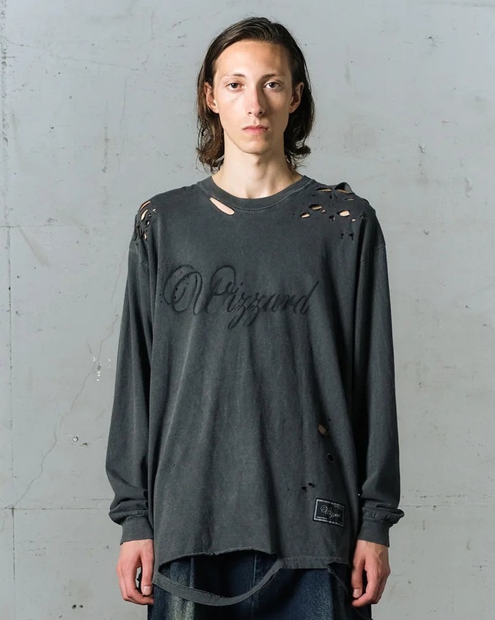 【POINT3倍】【WIZZARDはやりっ児】\u003cBR\u003eDISTRESSED GRAPHIC LONG SLEEVE T-SHIRT （3色）\u003cBR\u003e(T-プルオーバー/トップス/26SS)