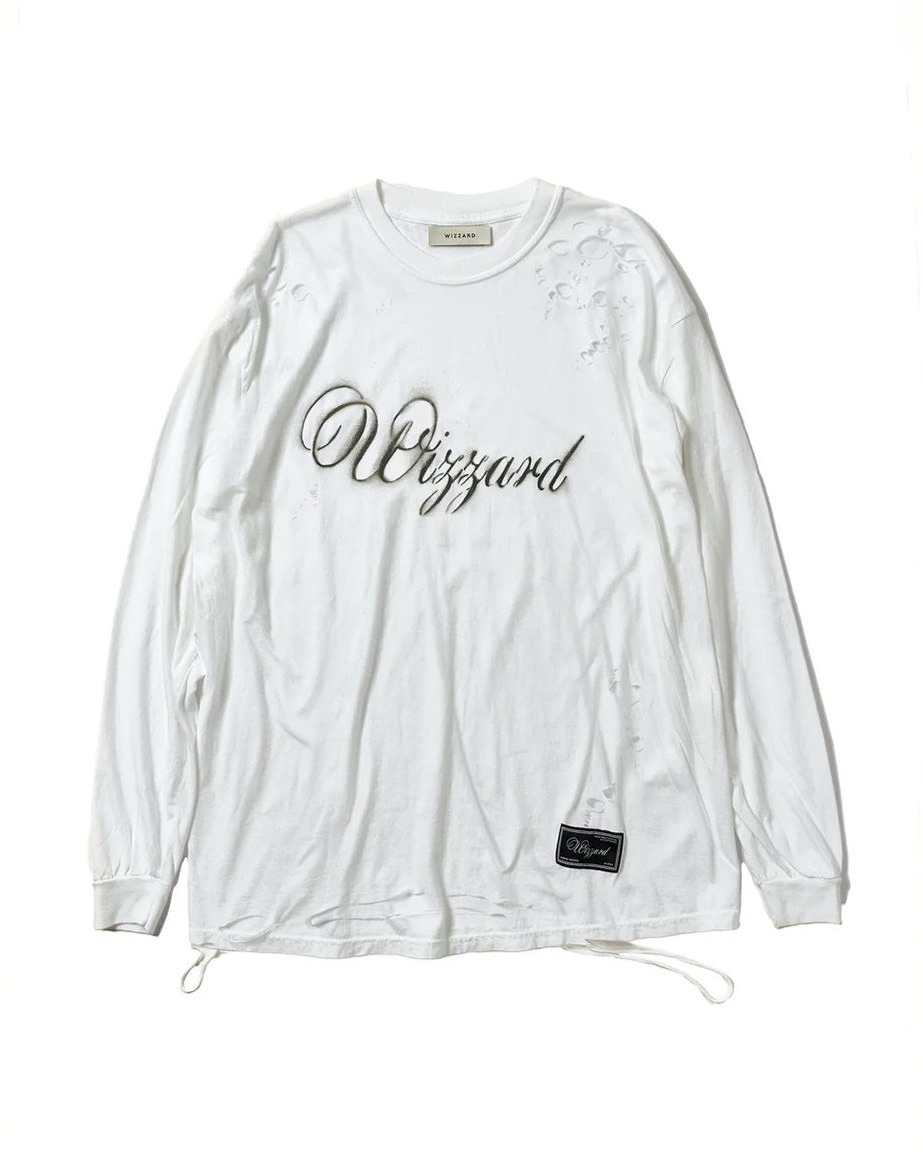 【POINT3倍】【WIZZARDはやりっ児】\u003cBR\u003eDISTRESSED GRAPHIC LONG SLEEVE T-SHIRT （3色）\u003cBR\u003e(T-プルオーバー/トップス/26SS)