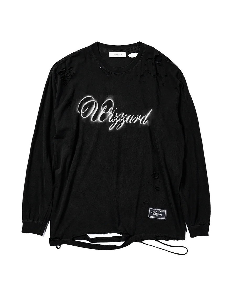 【POINT3倍】【WIZZARDはやりっ児】\u003cBR\u003eDISTRESSED GRAPHIC LONG SLEEVE T-SHIRT （3色）\u003cBR\u003e(T-プルオーバー/トップス/26SS)