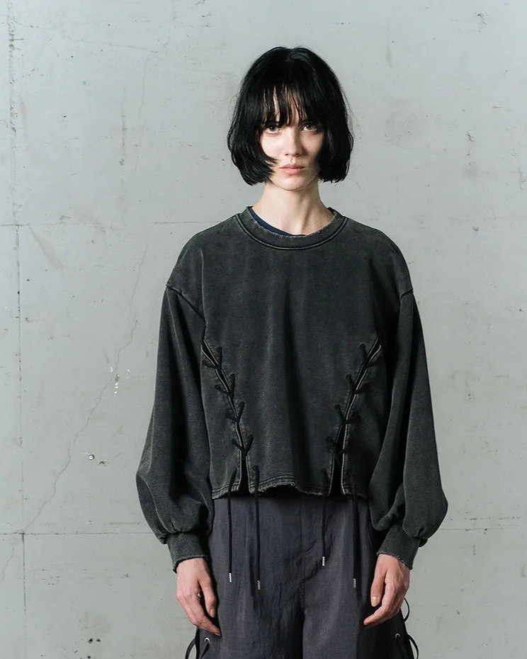 【POINT3倍】【WIZZARDウィザード】VINTAGE FADE LACE UP SWEAT （ブラック、ネイビー、グレイ）(T-シャツ/トップス/26SS)｜UNIT