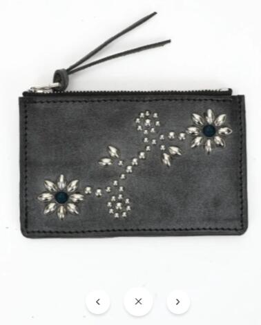(TMT)STUDS LEATHER CARD CASE ブラック