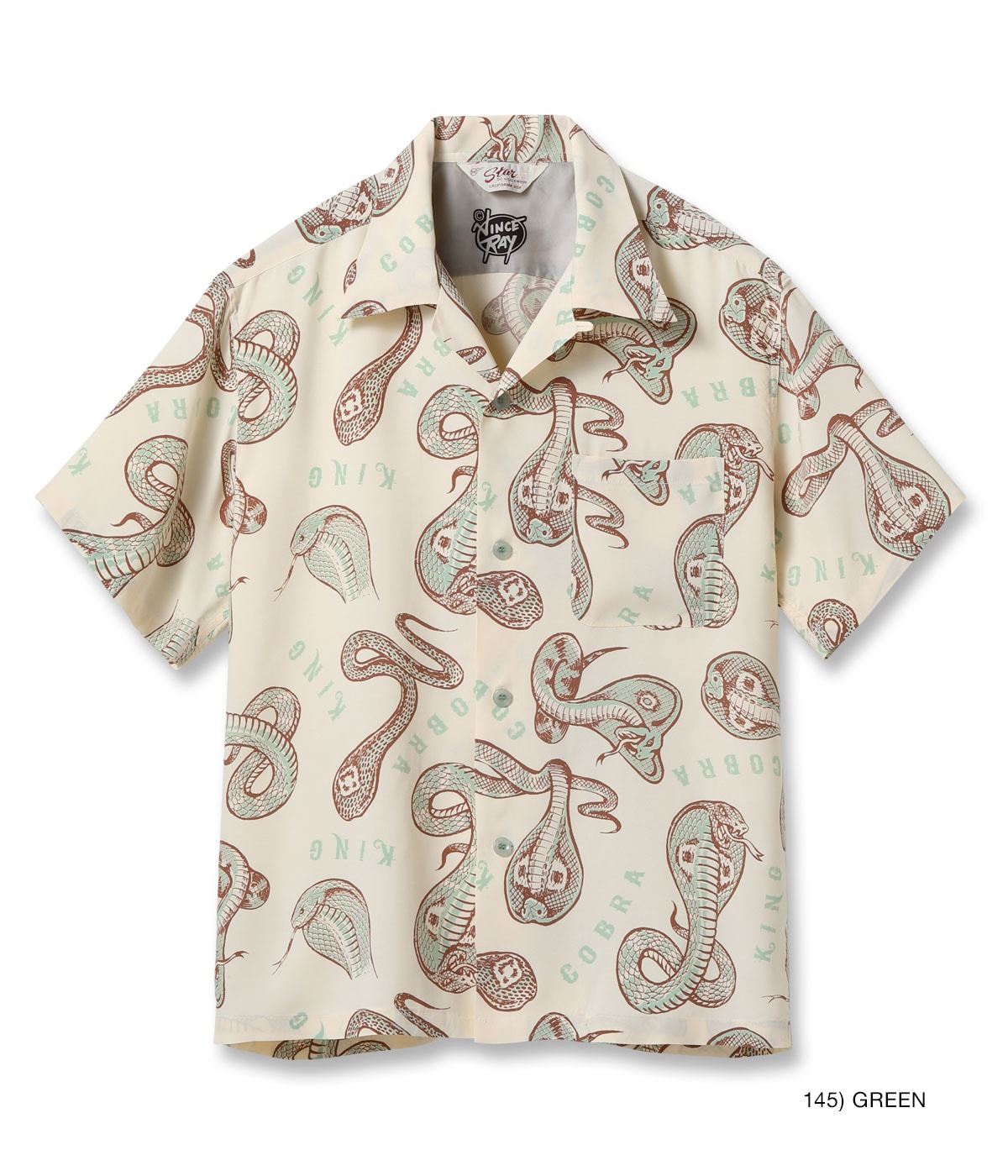 【POINT3倍】【STAR OF HOLLYWOOD】SH39488 / HIGH DENSITY RAYON OPEN SHIRT “KING COBRA” by VINCE RAY（GREEN）