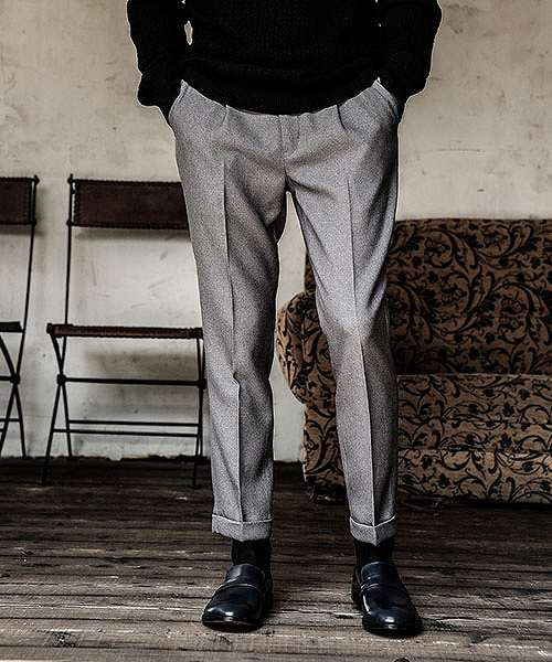 ■【POINT2倍】【MR.OLIVEミスターオリーブ】（グレー）RETORO POLYESTER TWILL /ONE PLEATS STA-PREST TAPERED PANTS M-18102(全7色)