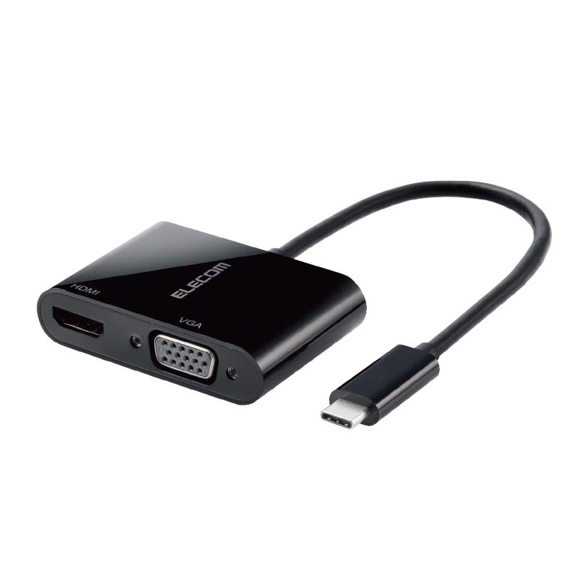 エレコム 縛ステイション USB-C HDMI 取り替えっこ TYPE-C - HDMI \u0026amp; VGA (D-sub15いの一番) 取り替えっこアダプター 黒いこと AD-CHDMIVGA HDMI有線テレビ 仕掛ける