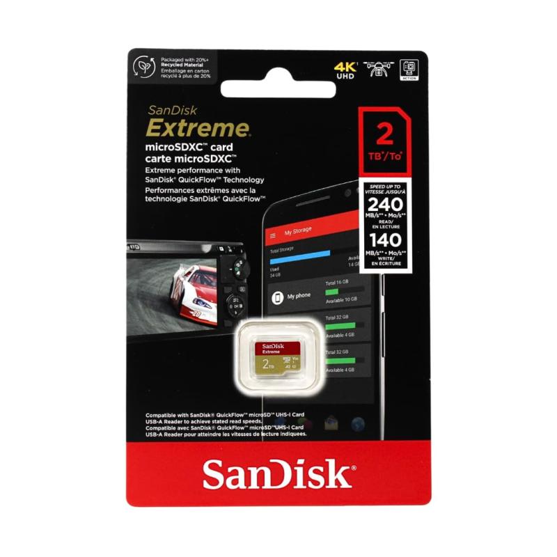 SanDisk Extreme microSDXC UHS-Iカード 2TB 最大240MB/秒の読み取り速度と140MB/秒の書き込み速度(アダプターなし)｜ユナイテッドショップ