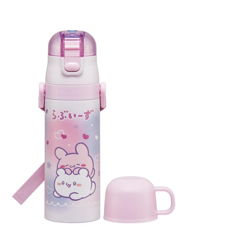 スケーター(Skater) 水筒 子供用 2WAY 直飲み 470ml コップ飲み 430ml らぶいーず 女の子 ステンレス 保温保冷 軽量 waterbottle スポーツボトル キッズ こども 水瓶 SKDC4-A