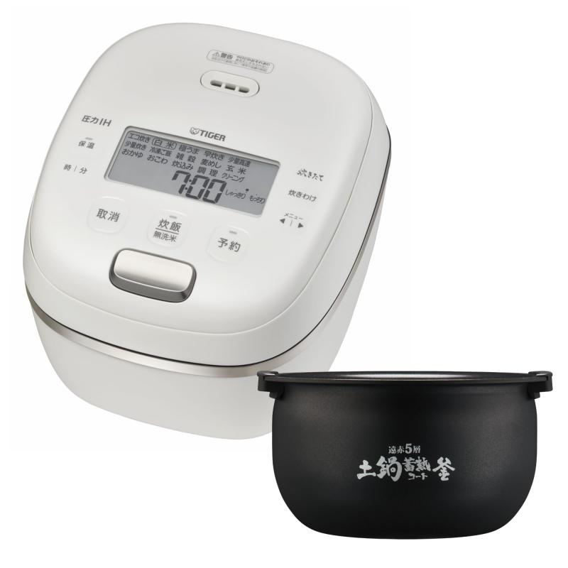 【WEB】タイガー魔法瓶 炊飯器 5.5合 翦断応力IH 日本製 遠赤5層土鍋蓄熱厚地の外套釜 お取りつくろう2点 白いこと JRI-N100 W