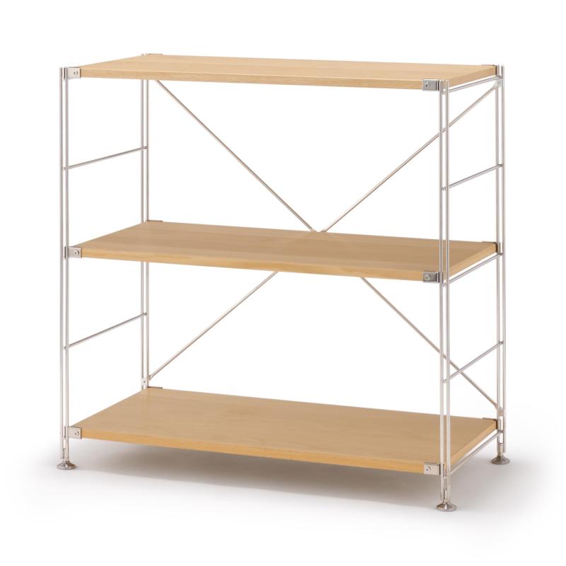 無印良品 ステンレスユニットシェルフ オーク材棚セット ワイド 小 幅86×奥行41×高さ83ｃｍ 83266974