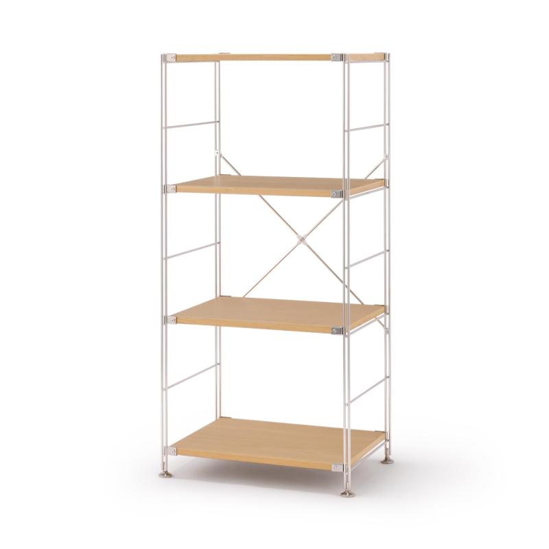 無印良品 ステンレスユニットシェルフ オーク材材棚仕かける 中 幅58×奥ぶかさ41×高さ120ｃｍ 83267025 ウォールシェルフ 棚 書物棚 その他-キッチン用品・食器・調理器具