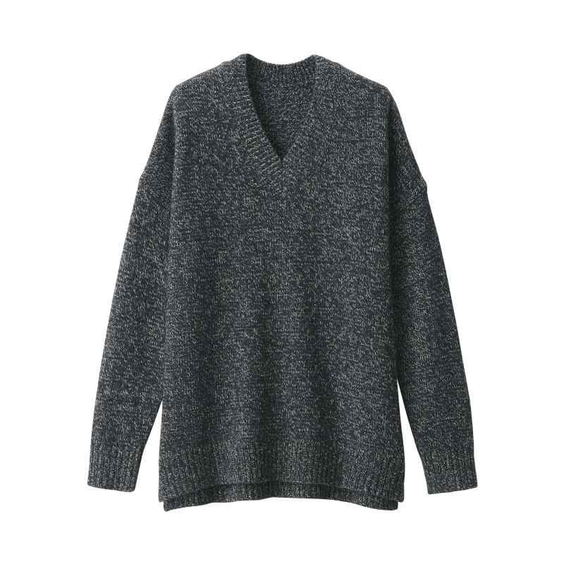 無印良品 婦人 ヤク混Vネックセーター レディース BA1P9A4A チャコールグレー 婦人S