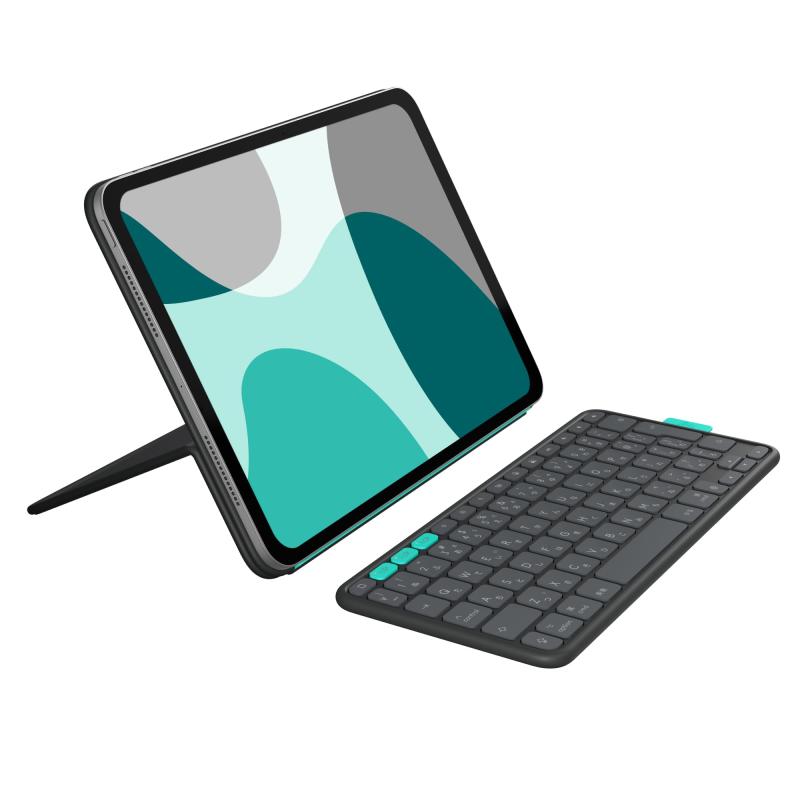 ロジクール Flip Folio iPad Pro 11in M5 / M4 \u0026amp; iPad Air 11in M4 / M3 / M2 用 Flip Folio iK1185GRA 無線電話 鍵盤付き添い人入れもの 日本語取り合わせ 脱着式 キーボ