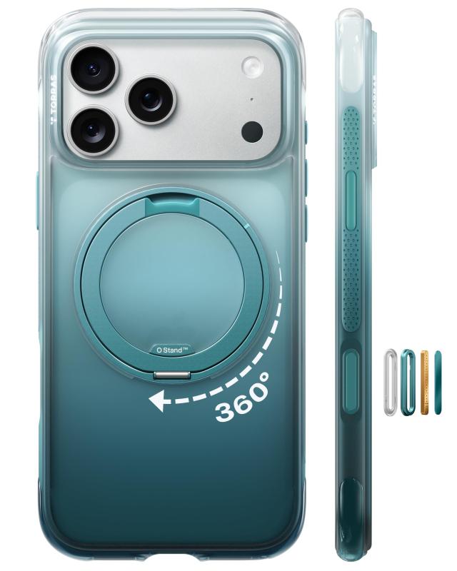 TORRAS iPhone 17 Pro Max 用 ケース Ostand O3 Air【グラデーションが映えるスタンドケース】MagSafe対応 360°回転スタンド 縦横両対応 日常の記録・動画視聴に便利 ワイヤレス充電対応 耐衝撃 マツバ|ユナイテッドショップ
