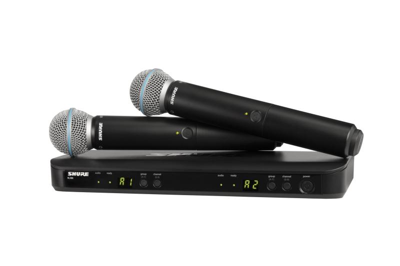 SHURE シュア ワイヤレスマイクシステム BLX288/B58 : BLX2/BETA58Aハンドヘルド型ダイナミックマイク 2本 BLX88受信機 デュアルチャンネル プロ仕様 歌 歌手 ボーカル パフォーマンス ライブ イベン｜ユナイテッドショップ