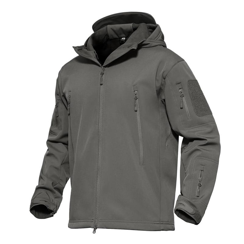 [MAGCOMSEN] ソフトシェルジャケットメンズ 防風 アノラック ミリタリー ジャケット 登山 アウター 軽量 スキー 春秋冬 バイク用 グレー 3XL｜ユナイテッドショップ