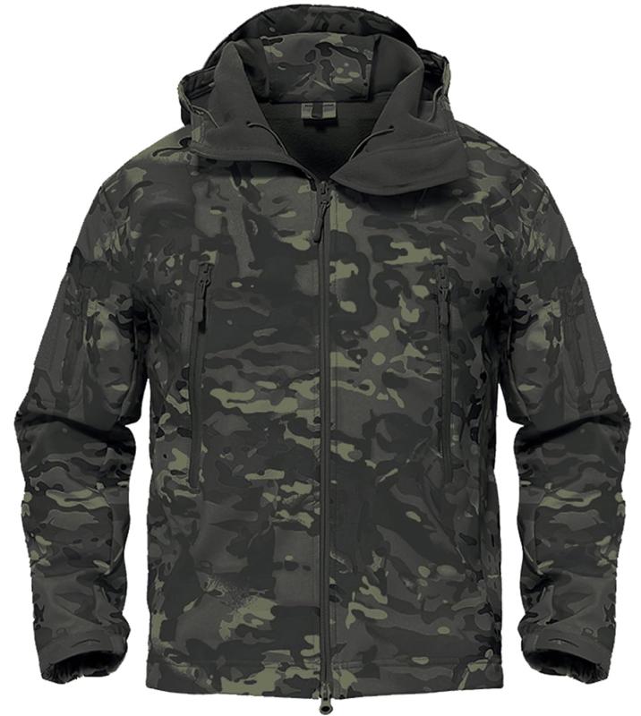 [TACVASEN] メンズ ジャケット スキー 防風 ジャンパー 軍用 ミリタリー ジャケット 無地 フリース登山 防寒 ブルゾン 春秋 黒CP L｜ユナイテッドショップ
