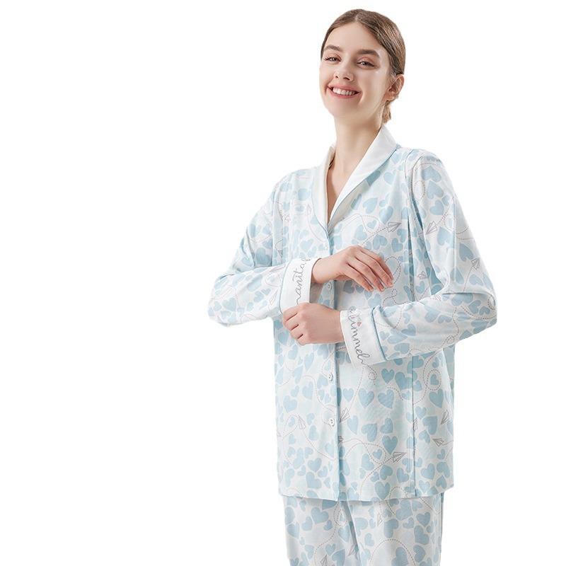 ルームウェア レディース パジャマ セットアップ 授乳服 部屋着 マタニティ 産後 純棉 胸パッド付 カジュアル 無地 オールシーズン(x2)｜ユナイテッドショップ